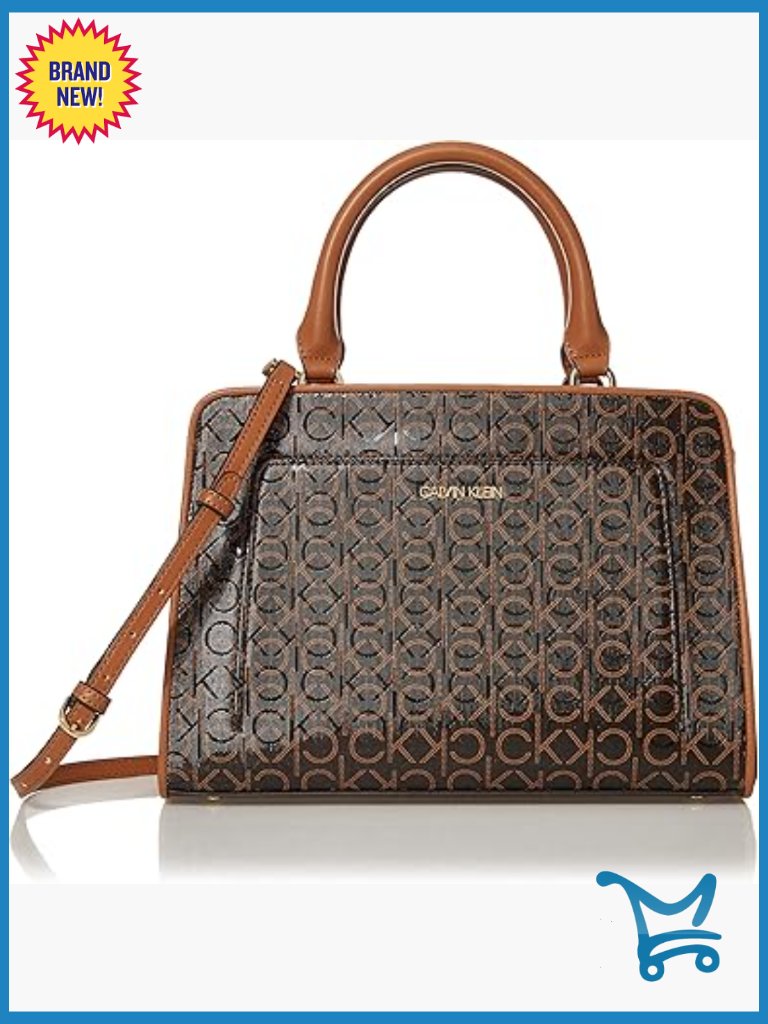 Textured Logo Satchel With Multiple Pockets For Daily Use